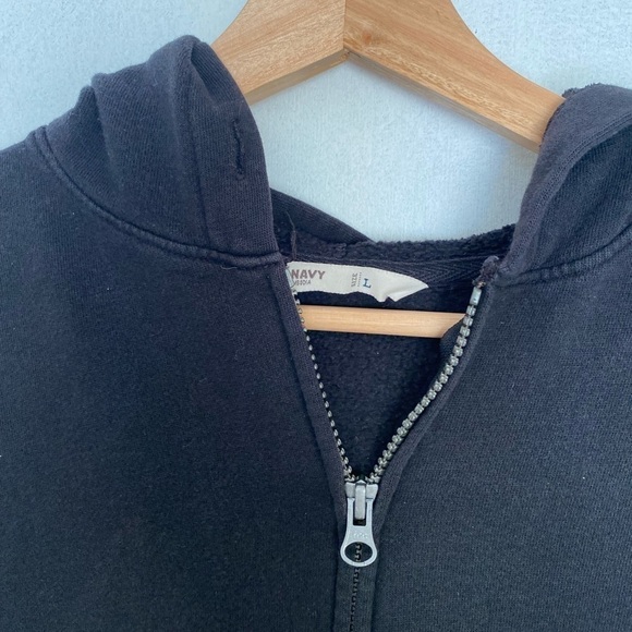 OLD NAVY BLACK ZIP UP HOODIE SIZE L - Picture 2 of 5